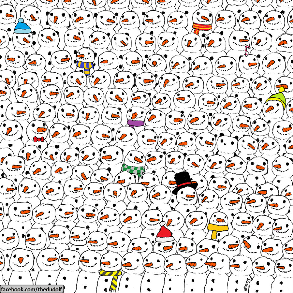 Rompicapo: trova il Panda tra i Pupazzi di Neve